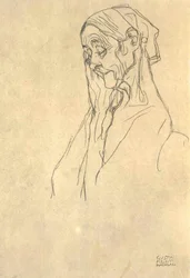 Cabeza de una anciana hacia la izquierda